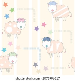 Patrón sin soldadura de ovejas cortas.Ilustración vectorial