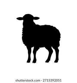 Cute sheep silhouette icon vector illustration on white background