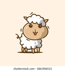 Cute sheep, simple flat vector illustration
