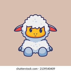 lindas ovejas sentadas. ilustración de la naturaleza animal de dibujos animados aislados. Estilo plano adecuado para el vector de logotipo de diseño de iconos de etiqueta. Carácter mascota