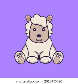Cute sheep is sitting. Vector illustration