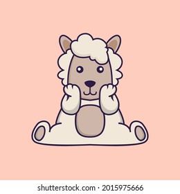 Cute sheep is sitting. Vector illustration