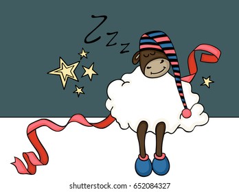 Cute sheep sleeping banner
