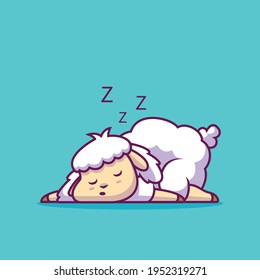 Cute sheep sleeping cartoon illustration The Concept of Isolated Technology. Flat Cartoon Style Suitable for Landing Web Pages, Banners, Flyers, Stickers, Cards