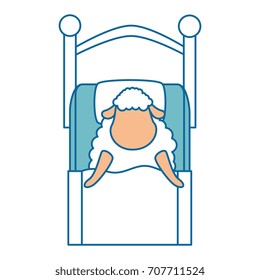 cute sheep sleeping on bed