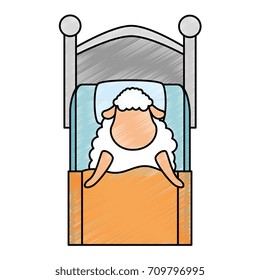 cute sheep sleeping on bed