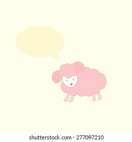 Cute sheep with speech bubble. vector cartoon design illustration. 