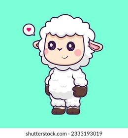 Cute Sheep Standing Cartoon Vector Icon Illustration. Animal Nature Icon Concept Isolated Premium Vector. Flat Cartoon Style