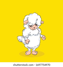 cute sheep standing hand draw vector