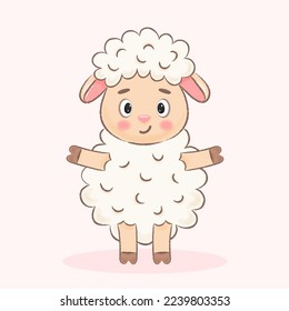 cute cute sheep stands on a light background