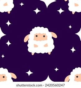 Cute Sheep and Star Seamless Pattern