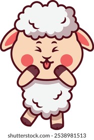 Cute Sheep Is Sticking Out its Tongue Illustration