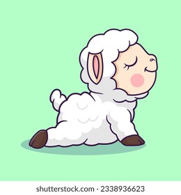 Ilustración del icono del vector de dibujos animados de la oveja corta. Vector Premium Aislado De Icono De Deportes Animales. Estilo de dibujo plano