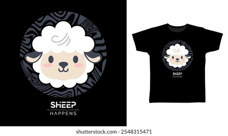 Cute Sheep with Texture Hand Drawn vector Tshirt Design