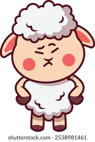Cute Sheep That Frowning Illustration