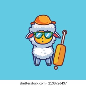 cute sheep vacation on summer wearing glasses. isolated cartoon animal nature illustration. Flat Style suitable for Sticker Icon Design Premium Logo vector. Mascot Character