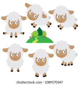 Cute sheep vector cartoon illustration