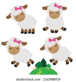 Cute sheep vector cartoon illustration