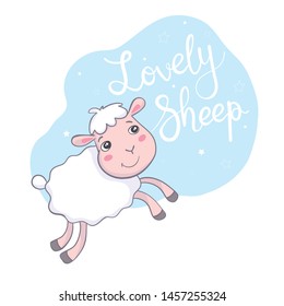 Cute sheep, vector, illustration, animal.