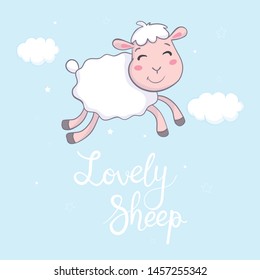 Cute sheep, vector, illustration, animal.