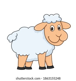 cute sheep. vector illustration character in cartoon style. isolated on white background