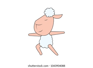 Cute Sheep. vector illustration. Isolated on white background.