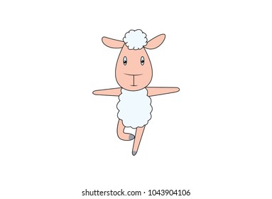Cute Sheep. vector illustration. Isolated on white background.