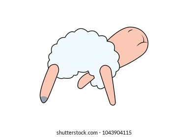 Cute Sheep. vector illustration. Isolated on white background.