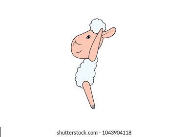 Cute Sheep. vector illustration. Isolated on white background.