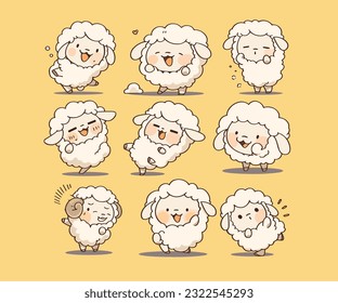 cute sheep vector illustration mascot