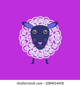 Cute sheep, vector illustration. Poster design for greeting cards, T-shirts, invitations, children's shower, birthday, decorating rooms, textiles