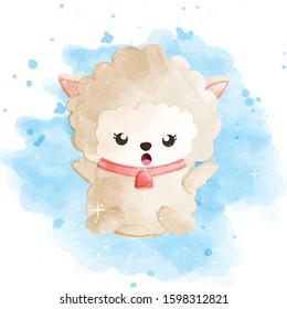 cute sheep in water color style. 