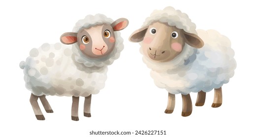 cute sheep watercolour vector illustration