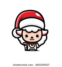 cute sheep wearing santa hat