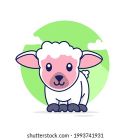 Oveja corta con fondo blanco Ilustración del icono del vector de dibujos animados