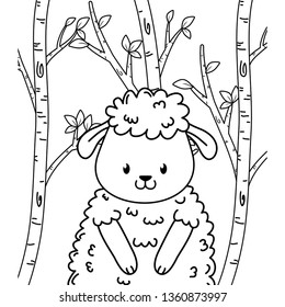 cute sheep woodland character