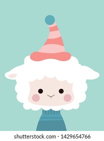 Cute sheep.Childish print for nursery,kids apparel,poster,postcard.