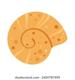 Cute shell clipart, isolated cartoon sea object. Ocean hand drawn vector illustration in flat style