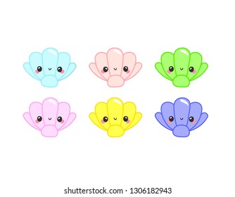 cute shell kawaii character. 