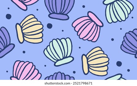 Design de vetor de fundo de padrão de shell bonito