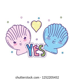 cute shells kawaii characters