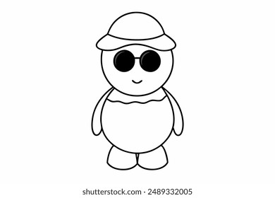 Cute Shelly Line Art Vector Illustration for Print.