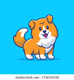 Cute sheltie dog cartoon vector icon Illustration. Animal Icon concept premium isolated vector. Flat Cartoon Style 