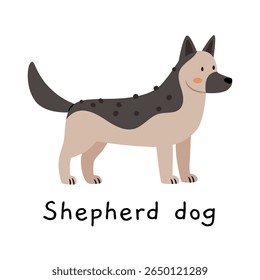 Cute shepherd dog illustration in modern scandinavian style. Perfect for nursery posters, pet-themed designs, kids prints, and educational materials.


