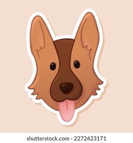 Cute shepherd dog sticker, cartoon puppy vector. svg