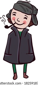 Cute Sherlock Holmes, Illustration, Vektorgrafik auf weißem Hintergrund