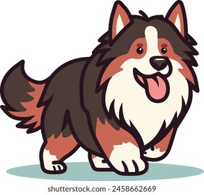 cute shetland sheepdog illustration vector