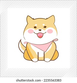 Cute shiba, Cute Adorable Hand drawn little dog. vector illustration character.