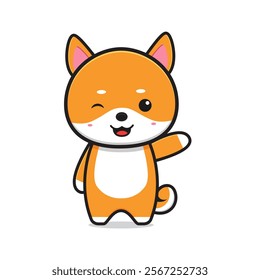 Cute shiba blink eye character cartoon icon illustration. Design isolated flat cartoon style