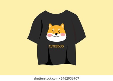 Cute shiba cartoon design tshirt